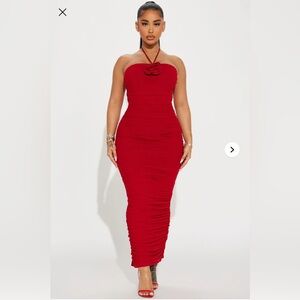 NWOT Fashion Nova Ruched Red Maxi Dress - sz M